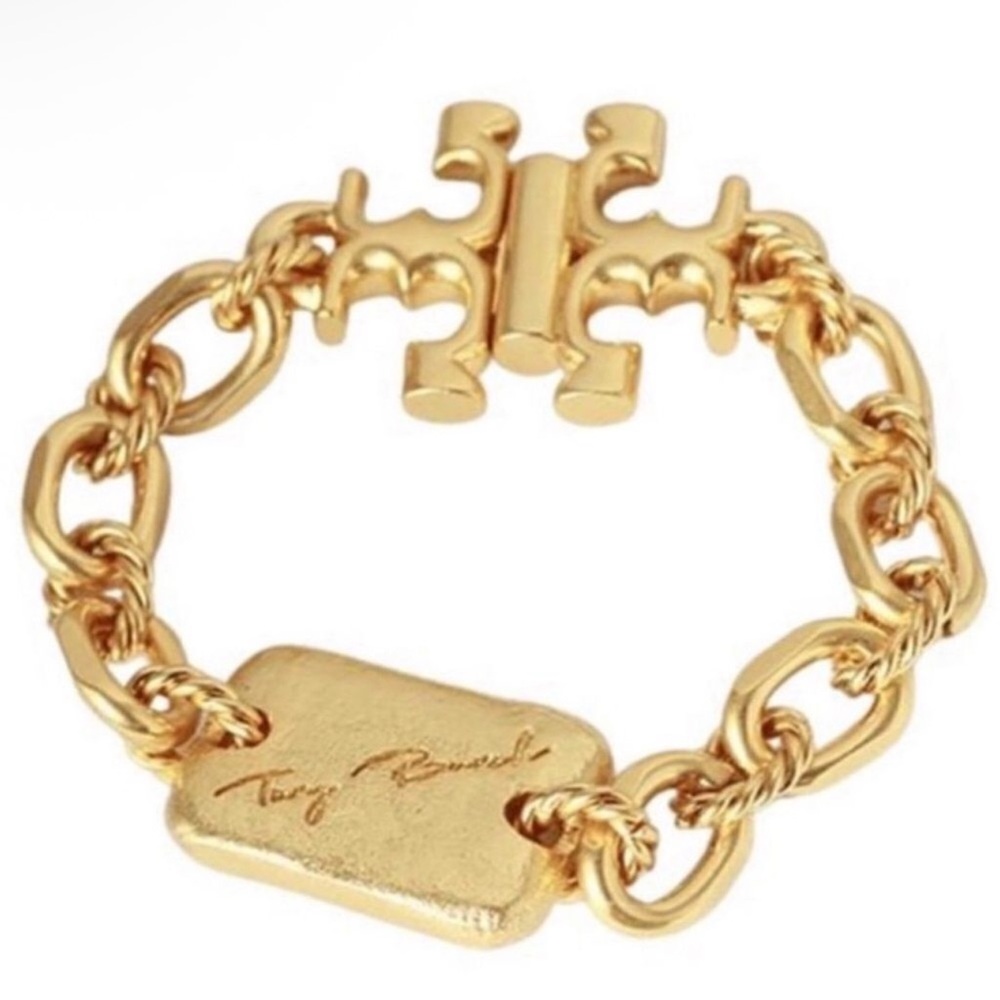 TORY BURCH ROXANNE CHUNKY LINKS BRACELET 18 K GOLD OVER BRASS $198